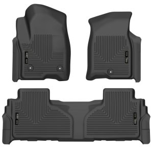 GMC Yukon XL Floor Liners - Front + Rear - Husky Liners - WeatherBeater - Black - `21-`23